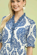 Load image into Gallery viewer, Umgee Medallion Paisley Print Midi Dress in Blue
