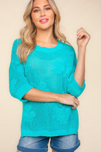 Load image into Gallery viewer, Haptics Open Knit Floral Crochet Top in Mint
