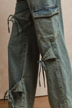 Load image into Gallery viewer, BiBi Cargo Pants with Bow Tie Details in Denim
