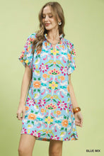 Load image into Gallery viewer, Umgee Abstract Floral Shift Dress in Blue Mix

