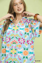 Load image into Gallery viewer, Umgee Abstract Floral Shift Dress in Blue Mix
