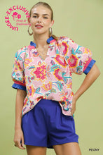 Load image into Gallery viewer, Umgee Vibrant Botanical Floral Print Top in Peony
