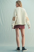 Load image into Gallery viewer, Wishlist Terry Knit Sweatshirt with Floral Elbow Patches in Taupe/Mocha
