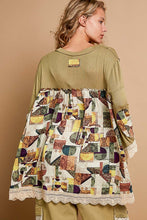 Load image into Gallery viewer, POL Ribbed and Mixed Floral Print Knit Top in Moss Green
