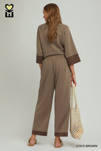 Load image into Gallery viewer, Umgee CLOUDKNIT Modal &amp; Tencel Colorblock Straight Pants in Coco Brown
