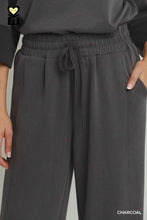 Load image into Gallery viewer, Umgee CLOUDKNIT Modal &amp; Tencel Colorblock Straight Pants in Charcoal
