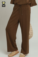 Umgee Luxeknit Wide Leg Pants in Coco Brown