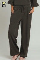 Umgee Luxeknit Wide Leg Pants in Charcoal