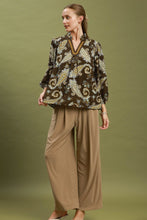 Load image into Gallery viewer, Umgee Paisley Print V-Neck Puff Sleeve Blouse in Brown Mix
