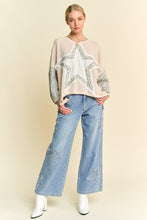 Load image into Gallery viewer, Davi &amp; Davi Waffle Knit Top with Multi Star Patched Front in Beige
