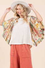 Load image into Gallery viewer, Mittoshop Floral Print Patchwork Flutter Sleeve Top in Mauve Combo
