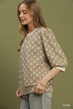 Load image into Gallery viewer, Umgee Floral Quilted Puff Sleeve Top in Stone
