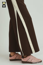 Load image into Gallery viewer, Umgee LUXEKNIT Colorblock Side Stripe Straight Pants in Coco Brown
