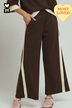 Load image into Gallery viewer, Umgee LUXEKNIT Colorblock Side Stripe Straight Pants in Coco Brown
