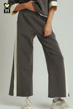 Load image into Gallery viewer, Umgee LUXEKNIT Colorblock Side Stripe Straight Pants in Charcoal
