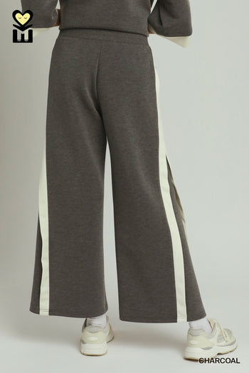 Umgee LUXEKNIT Colorblock Side Stripe Straight Pants in Charcoal