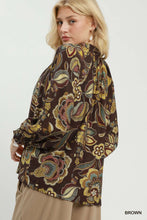 Load image into Gallery viewer, Umgee Floral Print Long Sleeve Blouse in Brown

