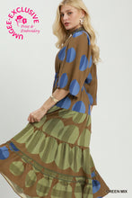 Load image into Gallery viewer, Umgee Mix Polka Dot Tiered Boho Midi Dress in Green Mix
