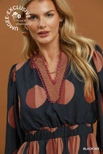 Load image into Gallery viewer, Umgee Mix Polka Dot Tiered Boho Midi Dress in Black Mix
