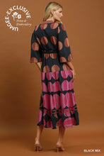 Load image into Gallery viewer, Umgee Mix Polka Dot Tiered Boho Midi Dress in Black Mix
