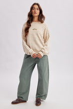 Load image into Gallery viewer, Wishlist Striped Fish Coastal Graphic Crew Neck Sweater in Taupe/Sand
