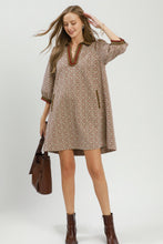Load image into Gallery viewer, Umgee Mix Media Jacquard Dress in Chestnut
