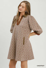 Load image into Gallery viewer, Umgee Mix Media Jacquard Dress in Chestnut
