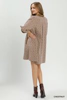 Umgee Mix Media Jacquard Dress in Chestnut