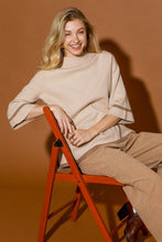 Load image into Gallery viewer, Umgee Mock Neck Contrast Trim Short Sleeve Knit Sweater Top in Cream
