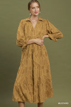 Load image into Gallery viewer, Umgee Textured Tiered Midi Dress in Mustard
