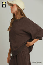 Load image into Gallery viewer, Umgee Textured Jacquard 3/4 Sleeve Pullover Top In Coco Brown
