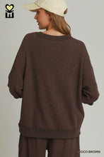 Load image into Gallery viewer, Umgee Textured Jacquard 3/4 Sleeve Pullover Top In Coco Brown
