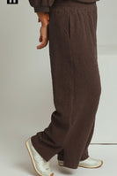 Umgee Textured Jacquard Straight Pants  in Coco Brown