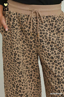 Umgee Leopard Jacquard Straight Pants in Mushroom