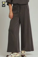 Umgee SPACEKNIT Wide Leg Pants in Charcoal