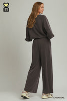 Umgee SPACEKNIT Wide Leg Pants in Charcoal