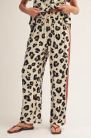 Jodifl Side Color Band Accent Leopard Pants in Red/Animal