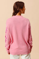 So Me Christmas Candy Cane Cardigan in Pink