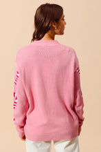 Load image into Gallery viewer, So Me Christmas Candy Cane Cardigan in Pink
