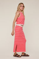 Wishlist Striped Knit Sweater Tank And Skirt Set in Guava/Cream