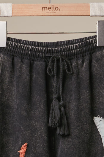 mello. Washed Sun Moon and Star Wide-Leg Pants in Black