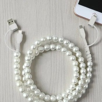 Nash Grey Pearl Beaded Charger in White