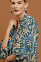 Load image into Gallery viewer, Umgee Abstract Print Balloon Sleeve Top in Slate Blue

