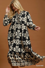 Load image into Gallery viewer, Umgee Mix Border Print Ruffle Maxi Dress in Black Mix
