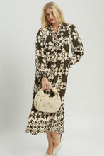Load image into Gallery viewer, Umgee Mix Border Print Ruffle Maxi Dress in Olive Mix
