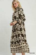 Load image into Gallery viewer, Umgee Mix Border Print Ruffle Maxi Dress in Olive Mix

