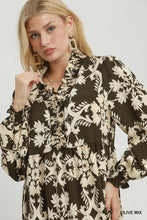 Load image into Gallery viewer, Umgee Mix Border Print Ruffle Maxi Dress in Olive Mix
