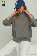 Load image into Gallery viewer, Umgee Relaxed Mock Neck Rib Pullover in Charcoal

