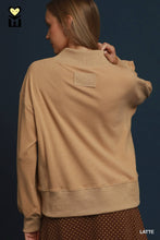Load image into Gallery viewer, Umgee Relaxed Mock Neck Rib Pullover in Latte
