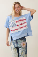 Load image into Gallery viewer, Veveret Patchwork Flag Top in Light Blue
